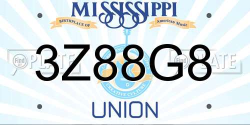 3Z88G8 Mississippi License Plate