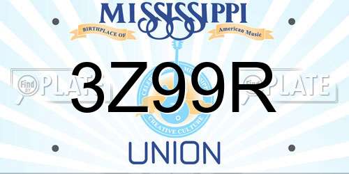 3Z99R Mississippi License Plate