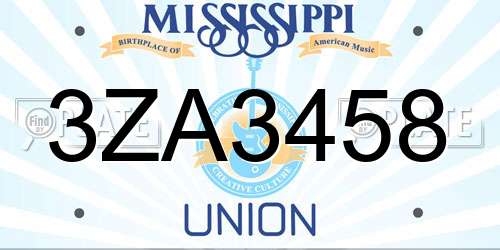 3ZA3458 Mississippi License Plate