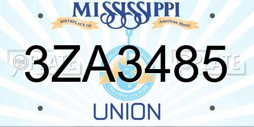 3ZA3485 Mississippi License Plate