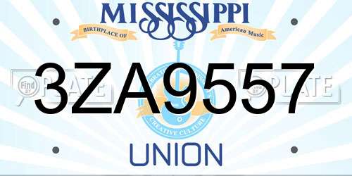 3ZA9557 Mississippi License Plate
