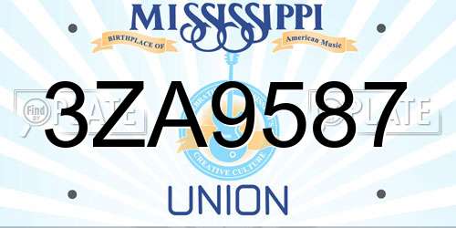 3ZA9587 Mississippi License Plate