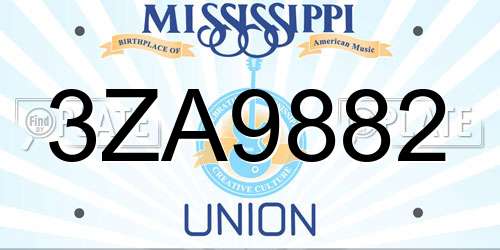 3ZA9882 Mississippi License Plate