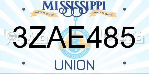 3ZAE485 Mississippi License Plate