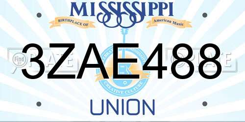 3ZAE488 Mississippi License Plate