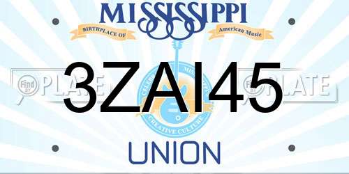 3ZAI45 Mississippi License Plate