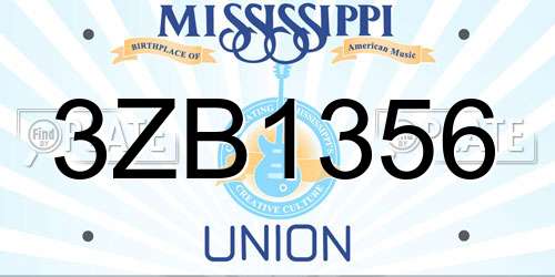 3ZB1356 Mississippi License Plate