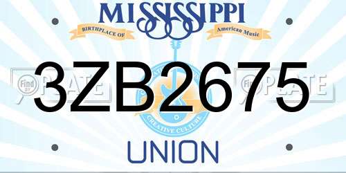 3ZB2675 Mississippi License Plate