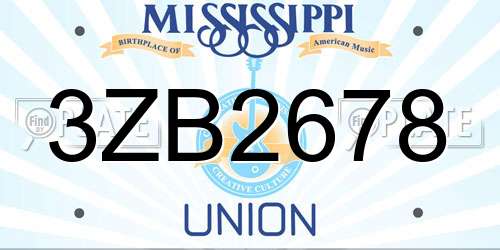 3ZB2678 Mississippi License Plate