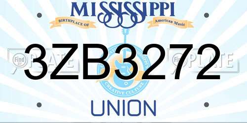 3ZB3272 Mississippi License Plate