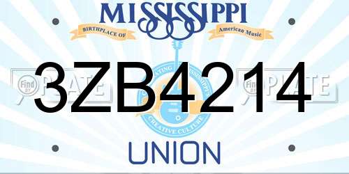 3ZB4214 Mississippi License Plate