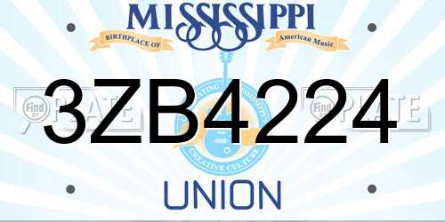 3ZB4224 Mississippi License Plate