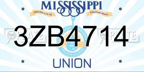 3ZB4714 Mississippi License Plate