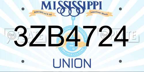 3ZB4724 Mississippi License Plate
