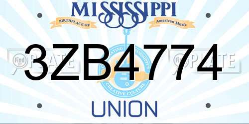 3ZB4774 Mississippi License Plate
