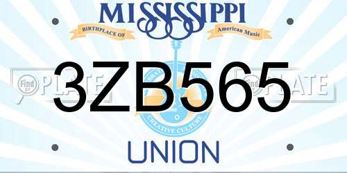 3ZB565 Mississippi License Plate