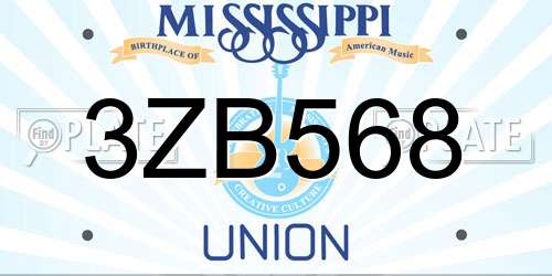 3ZB568 Mississippi License Plate