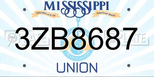 3ZB8687 Mississippi License Plate