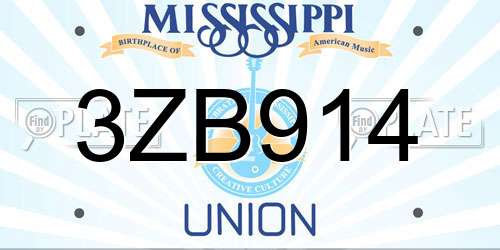 3ZB914 Mississippi License Plate