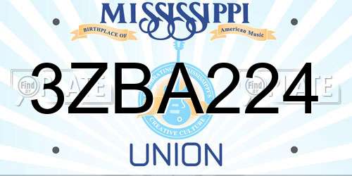 3ZBA224 Mississippi License Plate