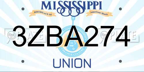 3ZBA274 Mississippi License Plate