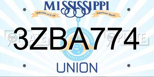 3ZBA774 Mississippi License Plate