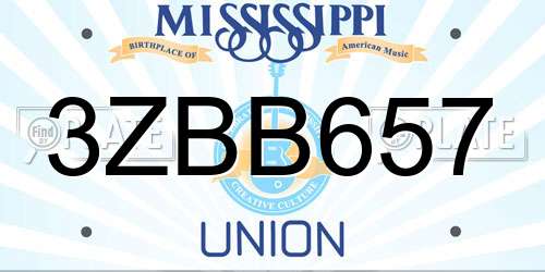 3ZBB657 Mississippi License Plate