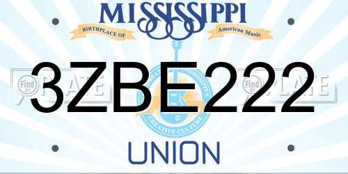3ZBE222 Mississippi License Plate