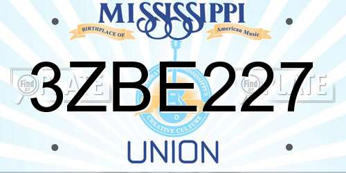 3ZBE227 Mississippi License Plate