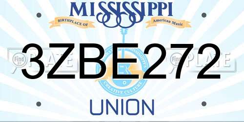3ZBE272 Mississippi License Plate