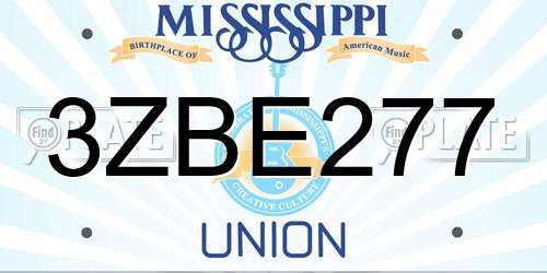 3ZBE277 Mississippi License Plate