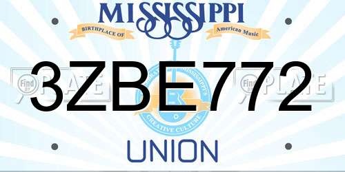 3ZBE772 Mississippi License Plate