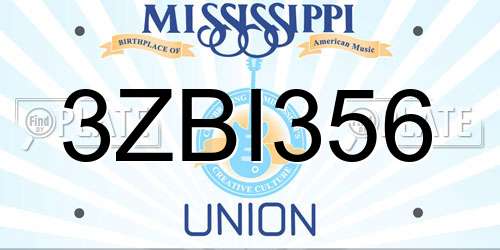 3ZBI356 Mississippi License Plate