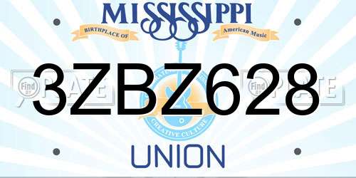 3ZBZ628 Mississippi License Plate