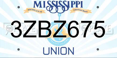 3ZBZ675 Mississippi License Plate
