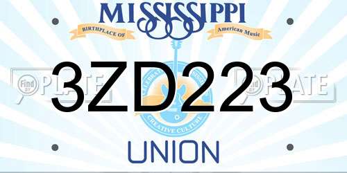 3ZD223 Mississippi License Plate