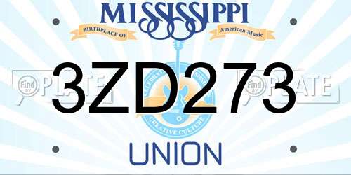 3ZD273 Mississippi License Plate