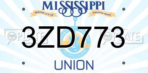 3ZD773 Mississippi License Plate