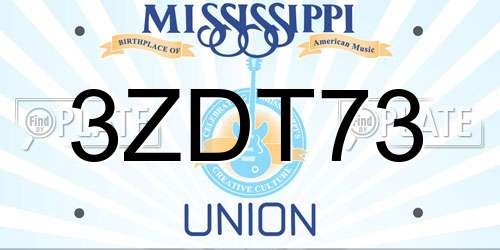 3ZDT73 Mississippi License Plate
