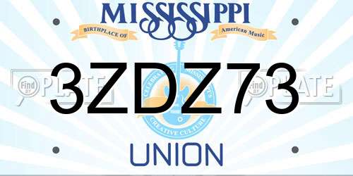 3ZDZ73 Mississippi License Plate