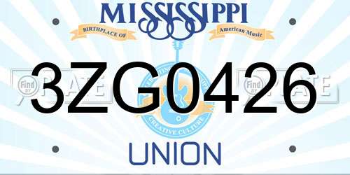 3ZG0426 Mississippi License Plate