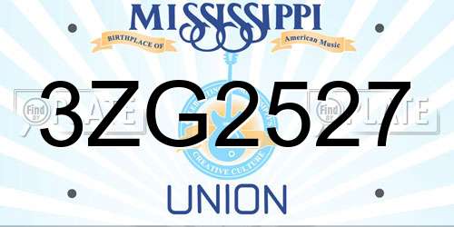 3ZG2527 Mississippi License Plate