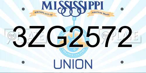 3ZG2572 Mississippi License Plate