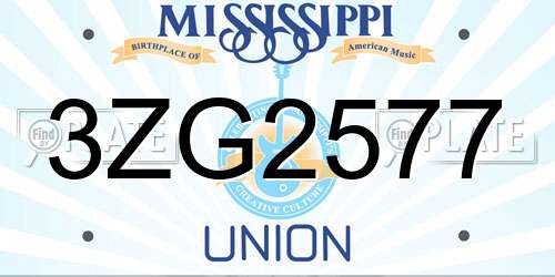3ZG2577 Mississippi License Plate