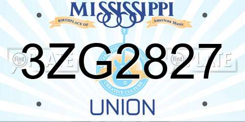 3ZG2827 Mississippi License Plate