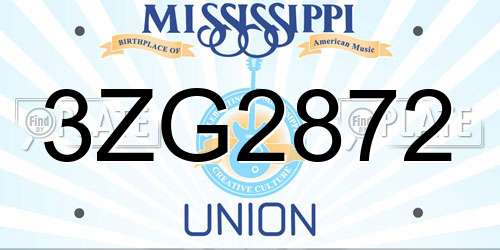 3ZG2872 Mississippi License Plate