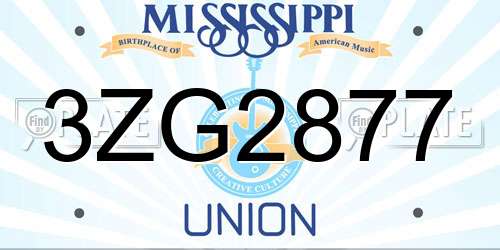 3ZG2877 Mississippi License Plate