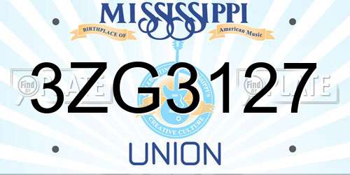 3ZG3127 Mississippi License Plate