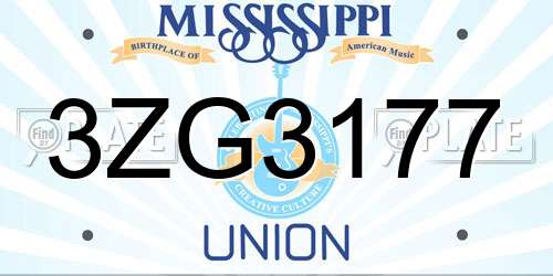 3ZG3177 Mississippi License Plate