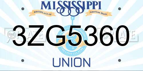 3ZG5360 Mississippi License Plate